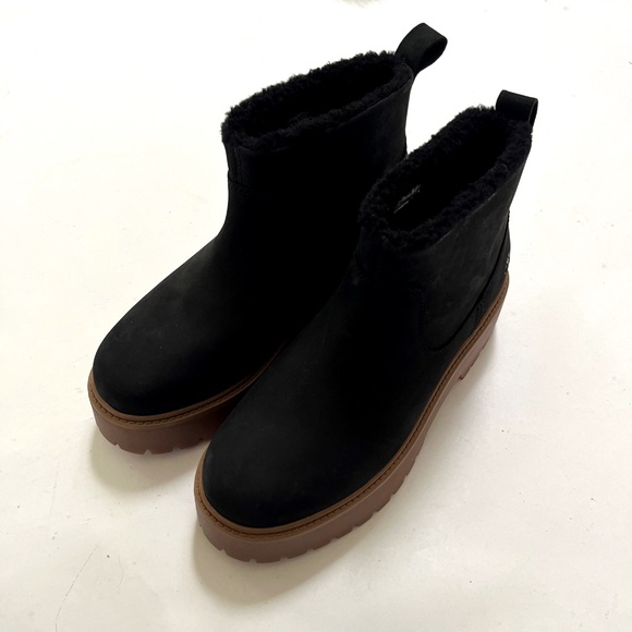 NWOB Timberland Stone Street Mid Faux Fur Black Nubuck Ankle Boots Size 10 - Picture 4 of 10